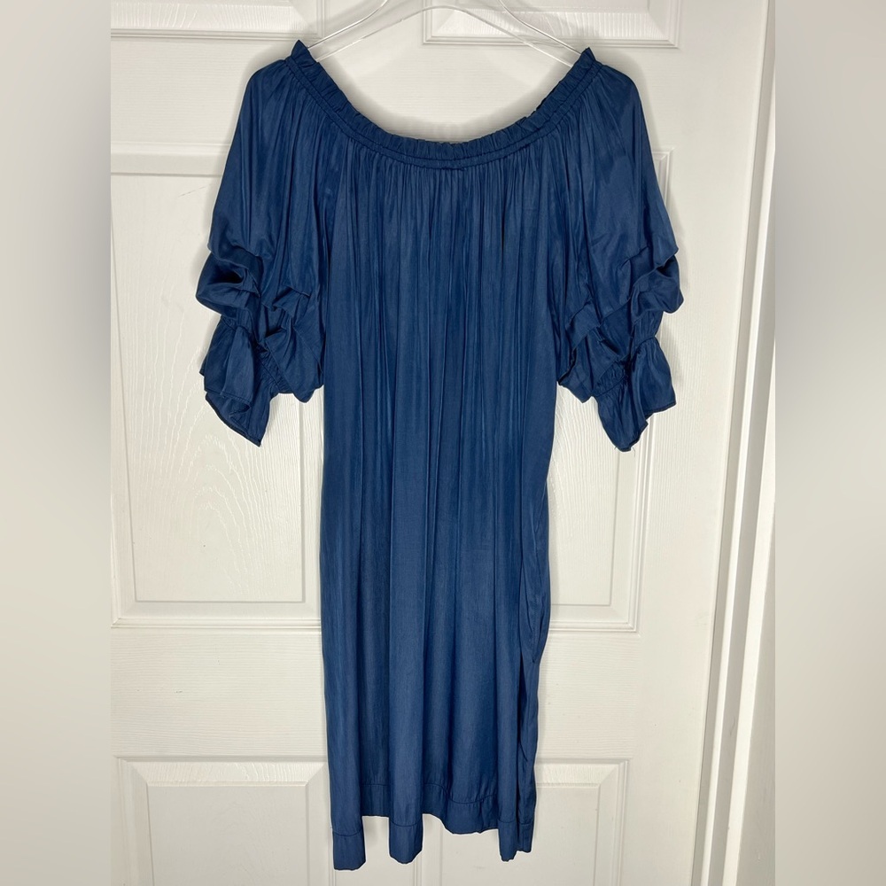 Mersea Shift Ruched Sleeves Mini Dress Sz L